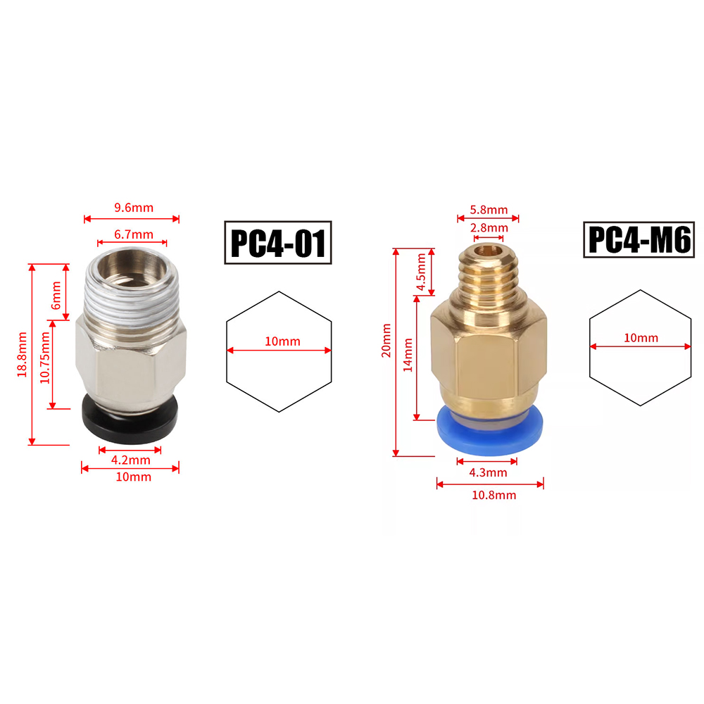 Ptfe Tape Thread - Connecteurs pneumatiques PC4-M10 pour imprimantes 3D,